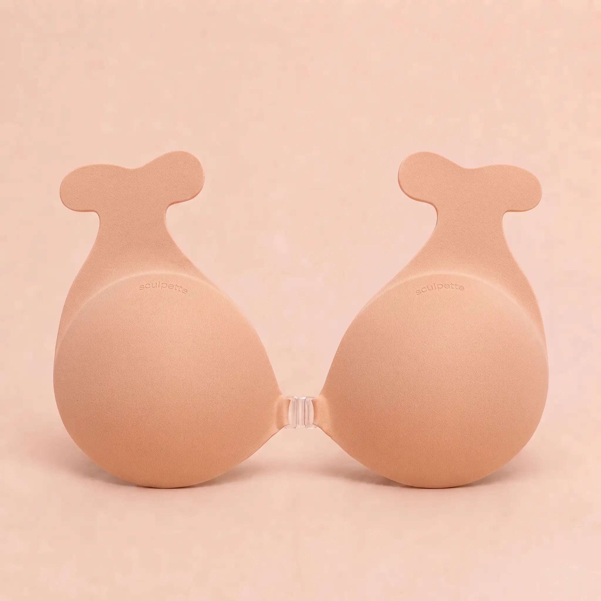 Sculpette Statement Bra in Nude, adhesive strapless bra with a clear front clasp