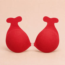 Sculpette Statement Bra in Scarlet, adhesive strapless bra with a clear front clasp