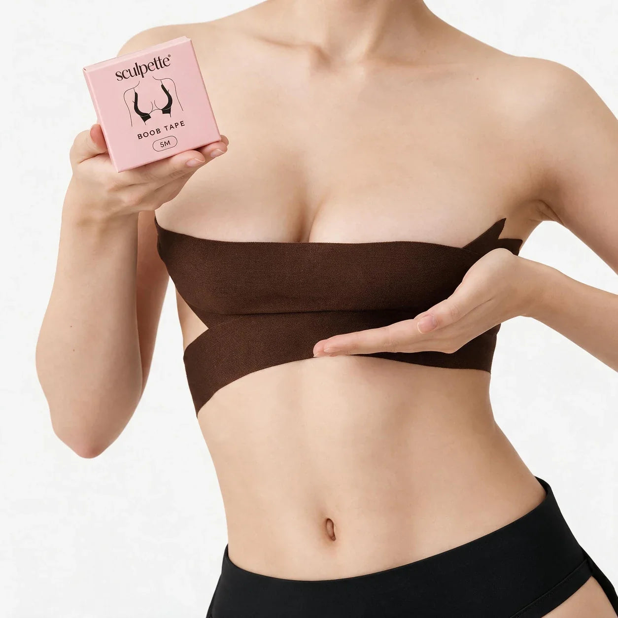 Sculpette Body Tape wrapped as a bandeau, with the box